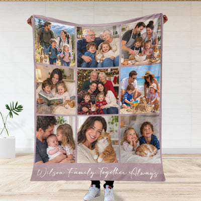Family Always Together - Personalized Blanket, Custom Family Photo Blanket, Cozy Blanket Gift