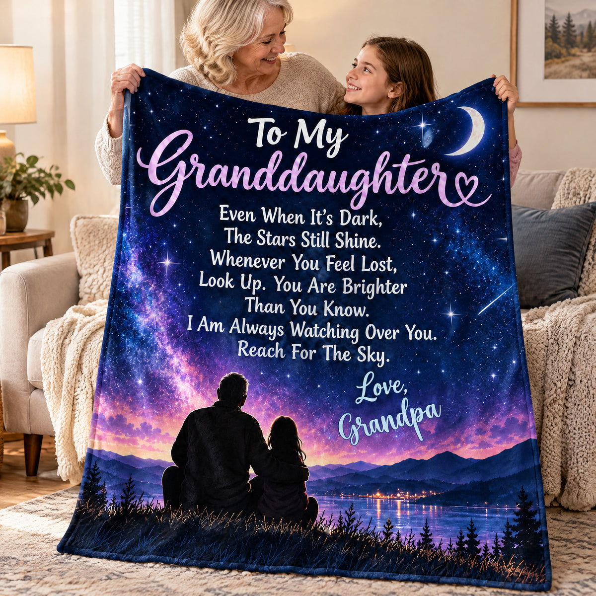 You Are Brighter - Personalized Blanket, Custom Signature Granddaughter Blanket, Gift for Granddaughter