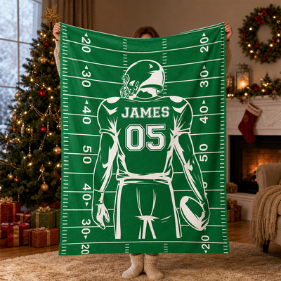 Personalized Football Player Silhouette Blanket