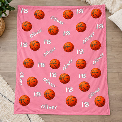Sports Lover- Personalized Blanket, Custom Name & Number Sports Ball, Soccer Player Gift, Personal Team Gift
