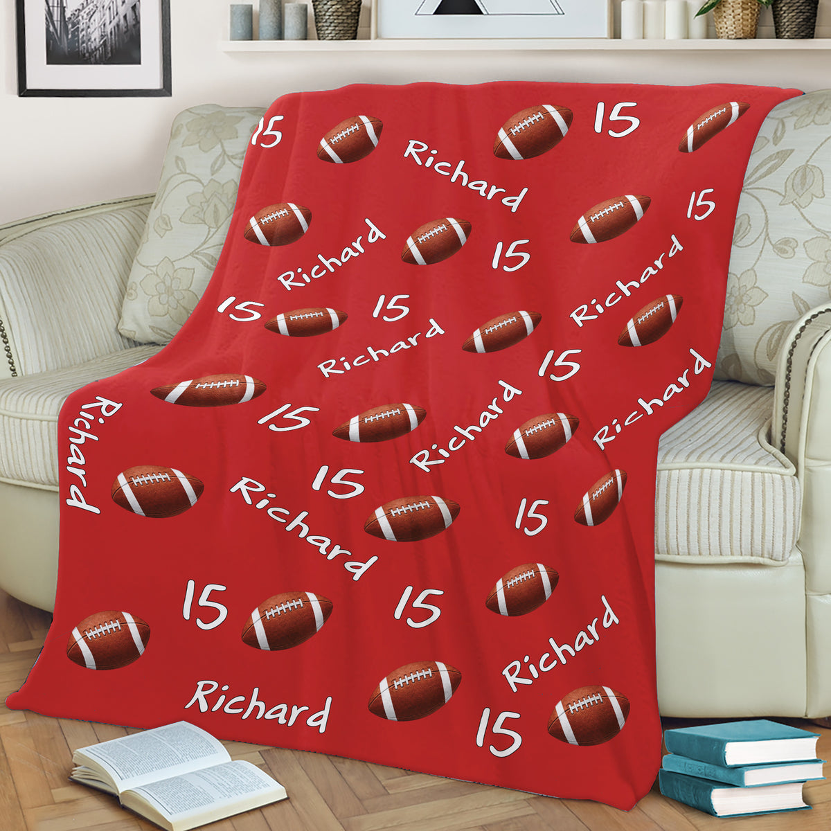 Sports Lover- Personalized Blanket, Custom Name &amp; Number Sports Ball, Soccer Player Gift, Personal Team Gift