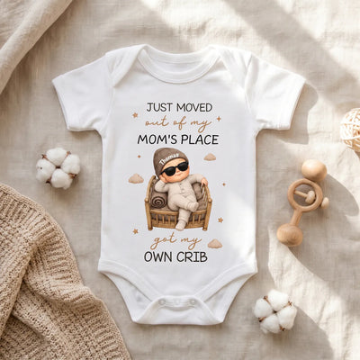 Living In My Own Crib- Personalized Baby Onesie, Christmas Baby Shower, Gender Reveal Gifts For New Moms, New Dads, New Parents