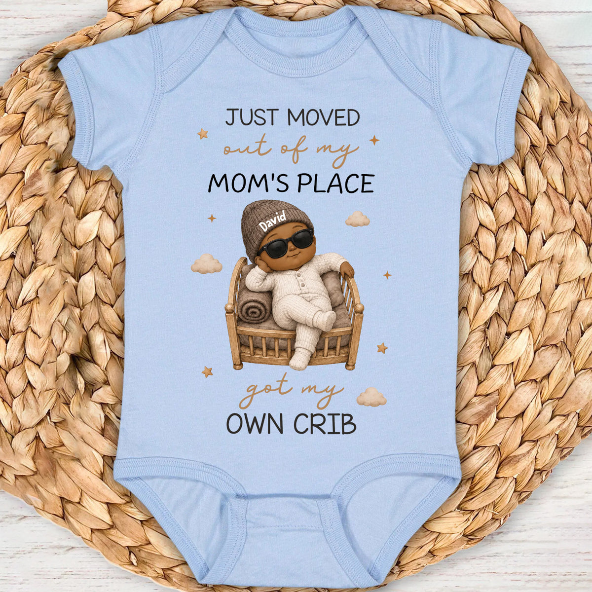 Living In My Own Crib- Personalized Baby Onesie, Christmas Baby Shower, Gender Reveal Gifts For New Moms, New Dads, New Parents