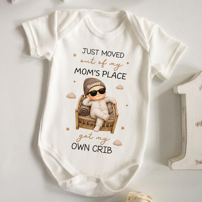 Living In My Own Crib- Personalized Baby Onesie, Christmas Baby Shower, Gender Reveal Gifts For New Moms, New Dads, New Parents