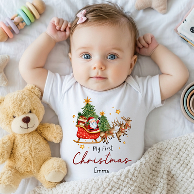 My First Christmas - Personalized Baby Onesie, Gift For Baby, Christmas Gift For New Baby