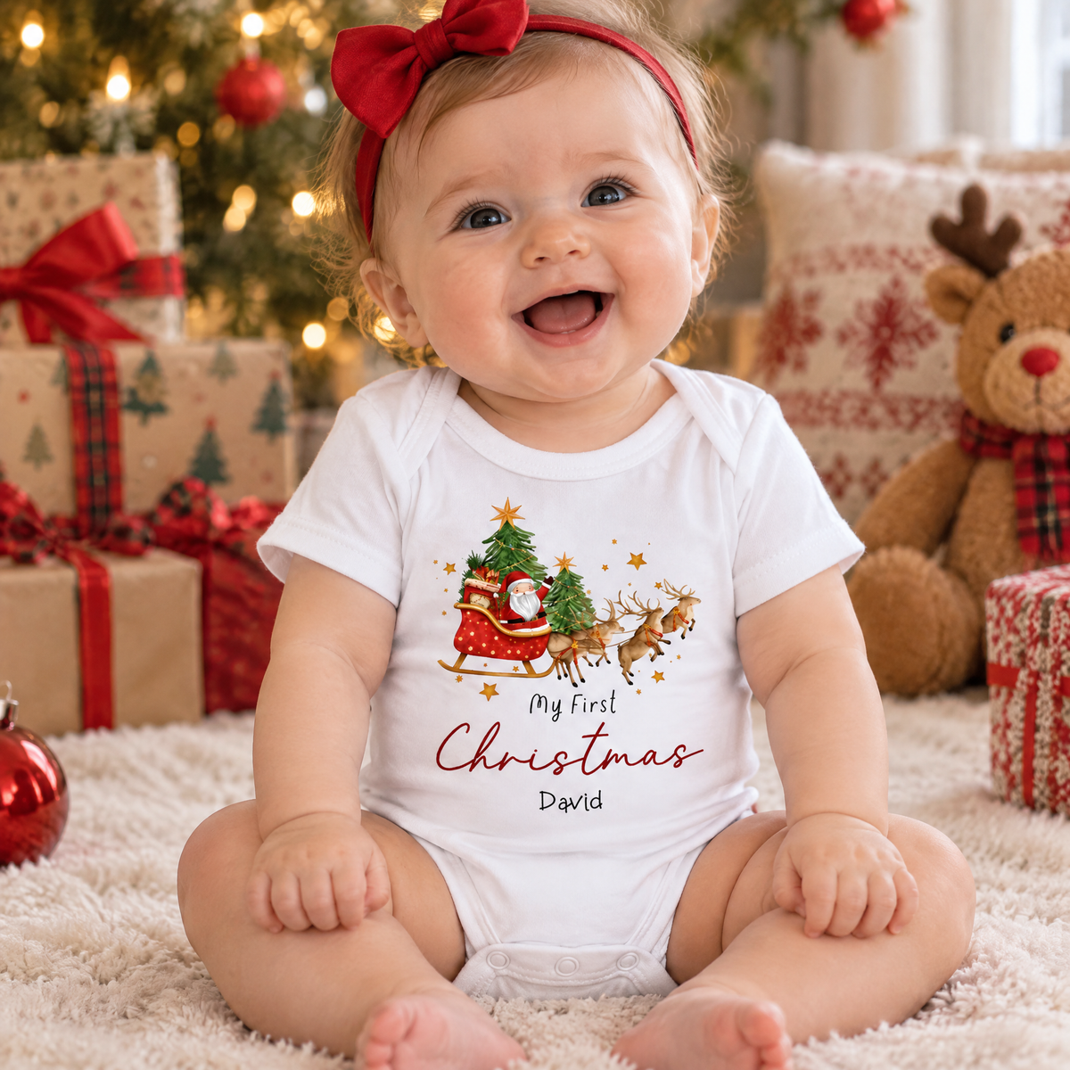 Baby  First Christmas - Personalized Baby Onesie, Kids Christmas Outfit, My 1st Christmas 2026