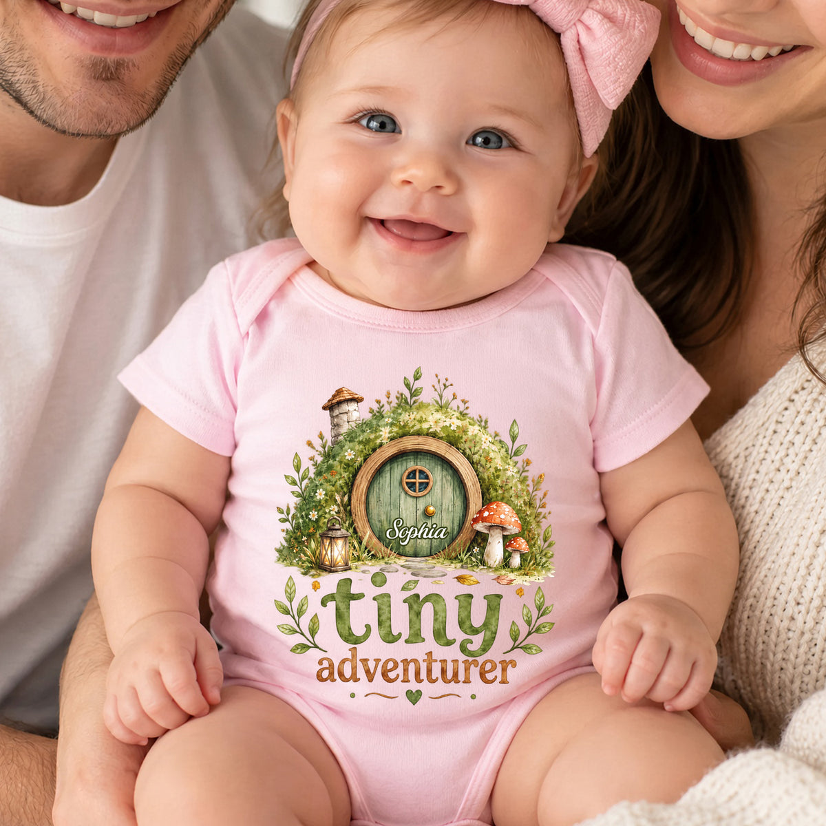 Tiny Adventurer- Personalized Baby Onesie,  Hobbit Hole Bodysuit, Newborn Bodysuit, Baby Shower Gift