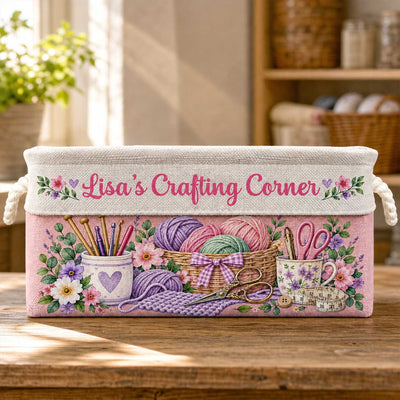 Crafting Corner, Personalized Book Storage Basket , Crafting Supplies Storage Basket