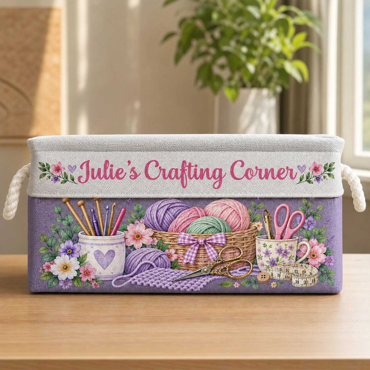 Crafting Corner, Personalized Book Storage Basket , Crafting Supplies Storage Basket