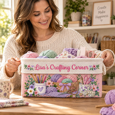 Crafting Corner, Personalized Book Storage Basket , Crafting Supplies Storage Basket