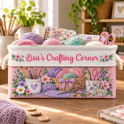 Crafting Corner, Personalized Book Storage Basket , Crafting Supplies Storage Basket