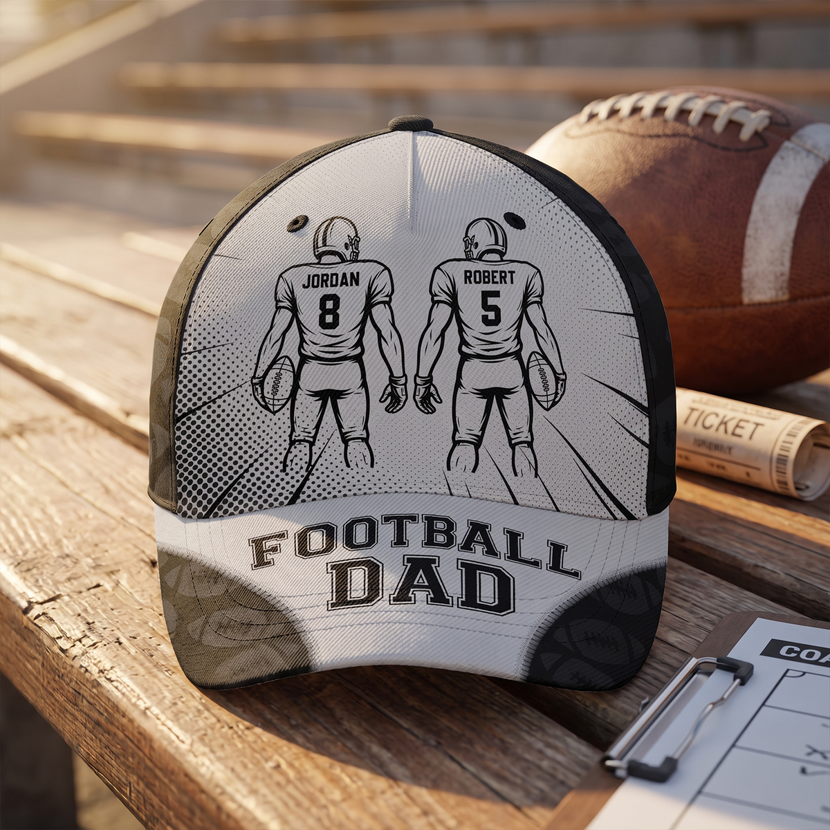 Cheering for My Favorite Players - Personalized Classic Cap, Custom Football Cap, Football Dad Gift