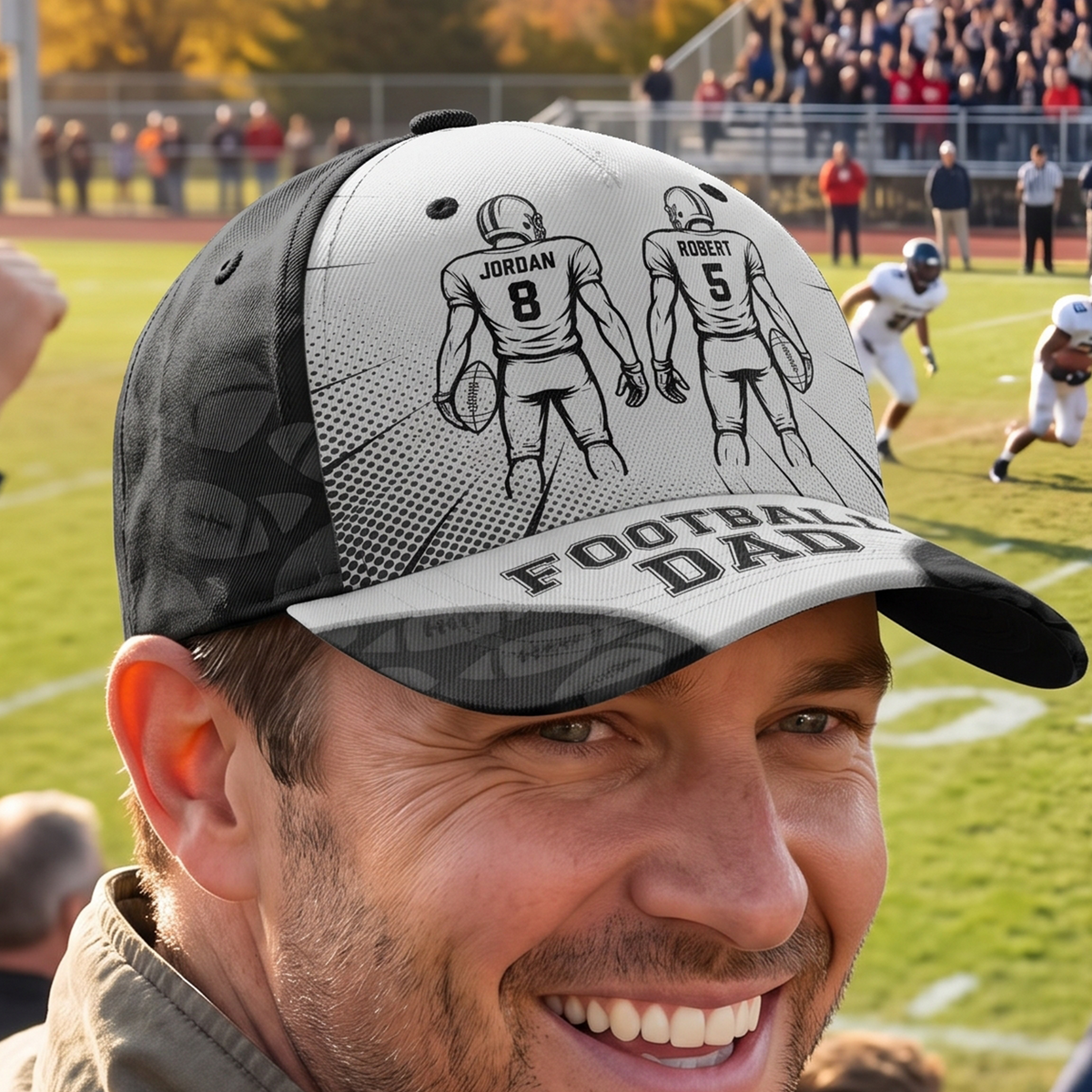 Cheering for My Favorite Players - Personalized Classic Cap, Custom Football Cap, Football Dad Gift