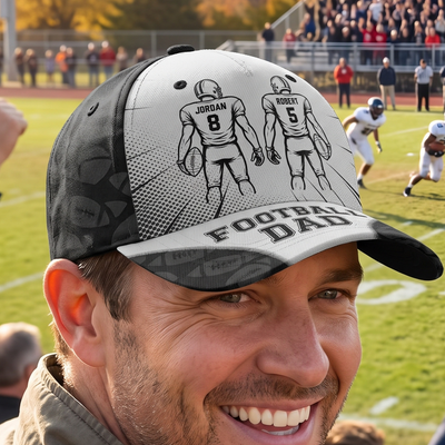 Cheering for My Favorite Players - Personalized Classic Cap, Custom Football Cap, Football Dad Gift