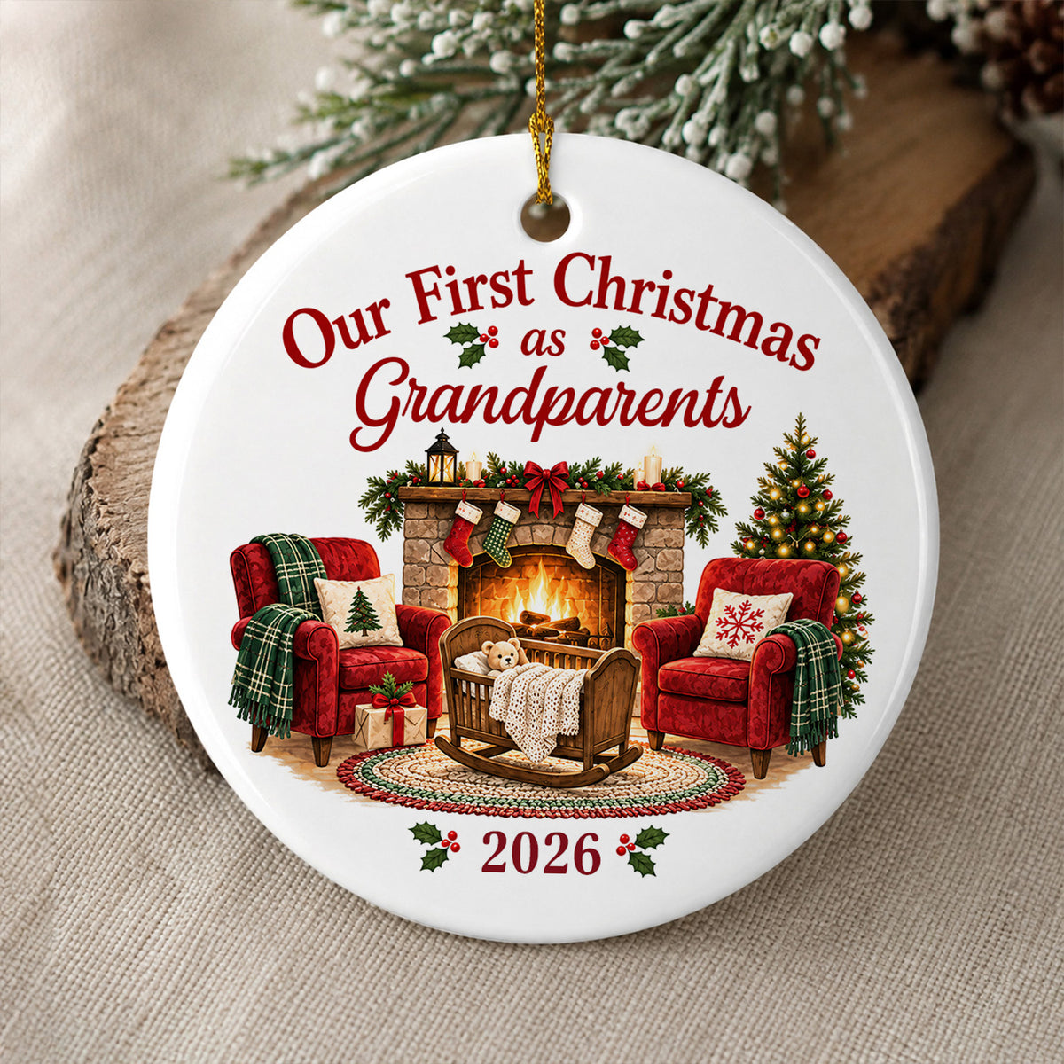 Grandparents First Christmas - Personalized Ceramic Ornament, Grandparents Christmas Gift