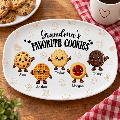 Grandma's Favorite Cookies - Personalized Platter, Custom Name Kids Ceramic Plate, Gift for Grandma