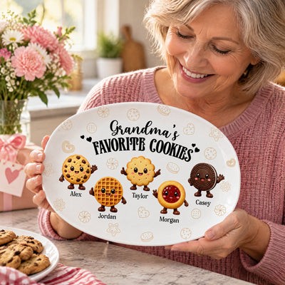 Grandma's Favorite Cookies - Personalized Platter, Custom Name Kids Ceramic Plate, Gift for Grandma