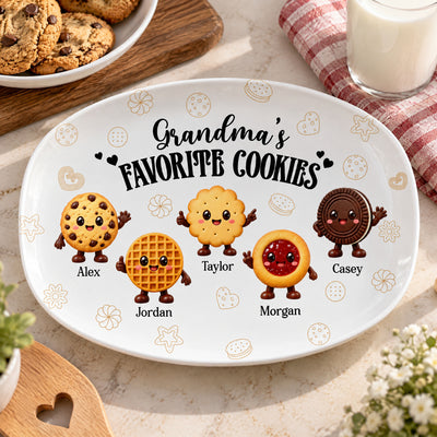 Grandma's Favorite Cookies - Personalized Platter, Custom Name Kids Ceramic Plate, Gift for Grandma