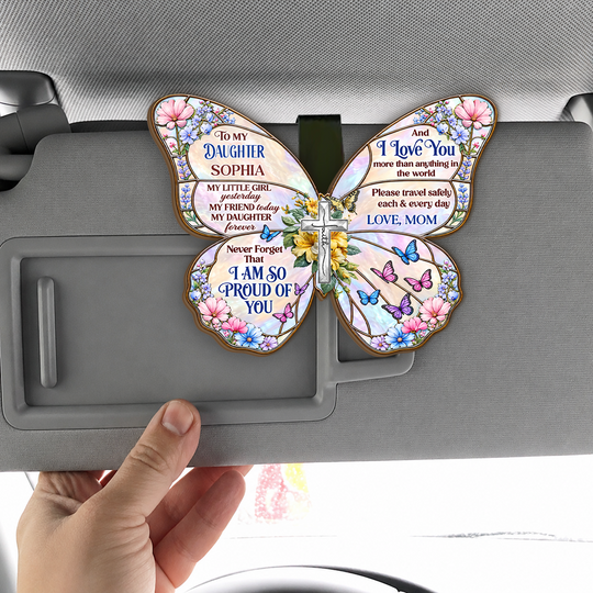 To My Daughter I Love You - Personalized Car Visor Clip,  Gift For Daughter