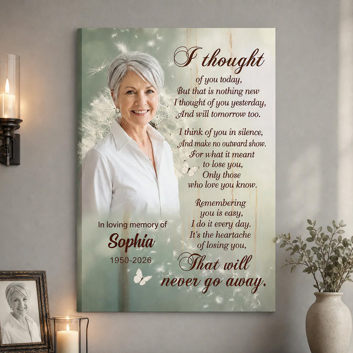 I Thought Of You Today And I’ll Think Of You Tomorrow Too - Personalized Canvas, Memorial Gift For Loss Of Loved One