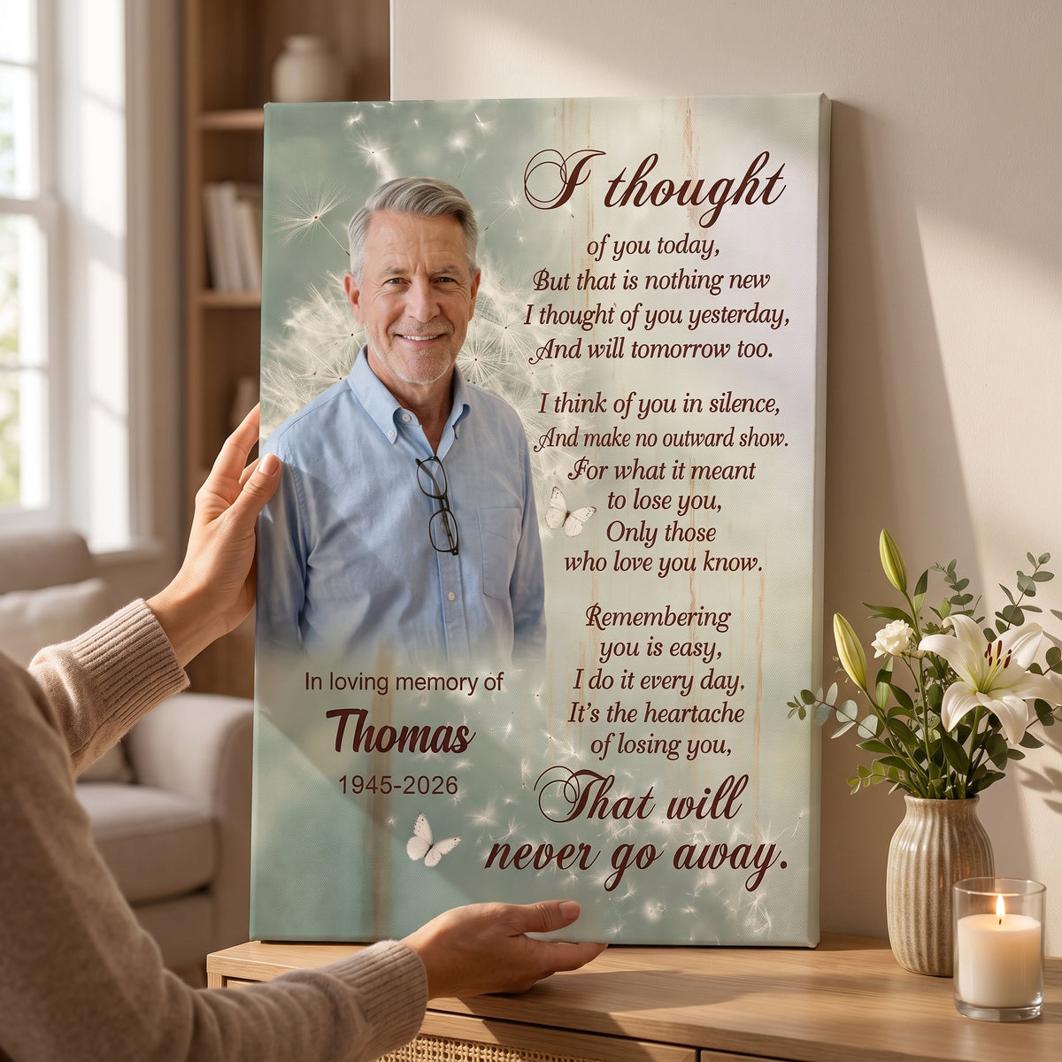 I Thought Of You Today And I’ll Think Of You Tomorrow Too - Personalized Canvas, Memorial Gift For Loss Of Loved One