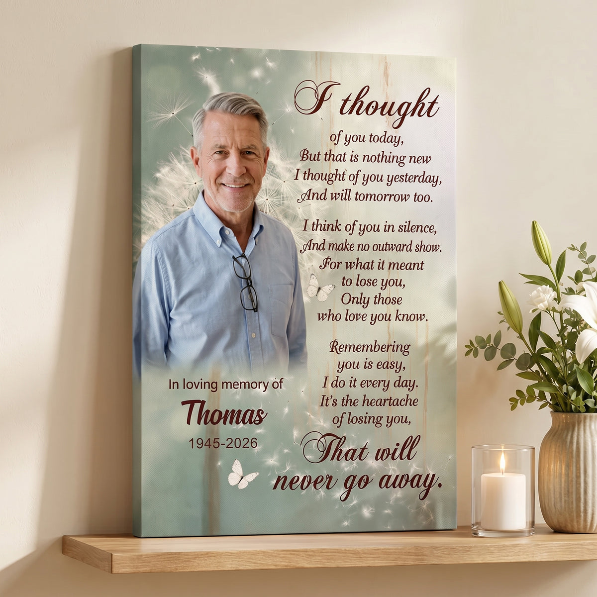 I Thought Of You Today And I’ll Think Of You Tomorrow Too - Personalized Canvas, Memorial Gift For Loss Of Loved One