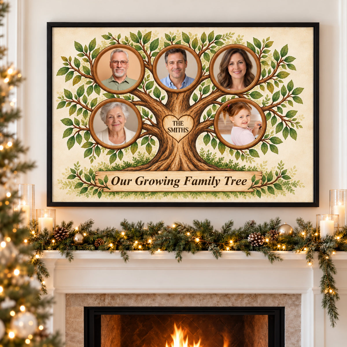 Our Growing Family Tree - Personalized Canvas, Grandparents Family Tree Multi-Photo