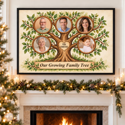 Our Growing Family Tree - Personalized Canvas, Grandparents Family Tree Multi-Photo