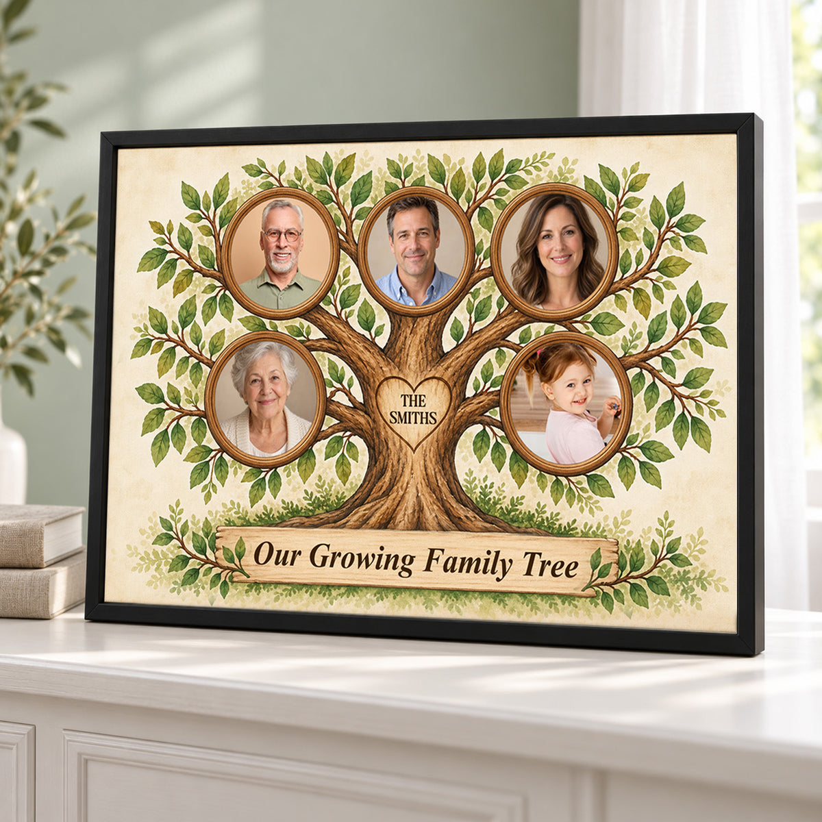Our Growing Family Tree - Personalized Canvas, Grandparents Family Tree Multi-Photo