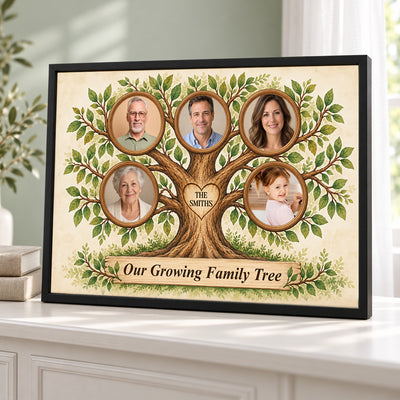Our Growing Family Tree - Personalized Canvas, Grandparents Family Tree Multi-Photo