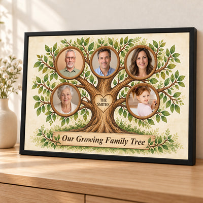 Our Growing Family Tree - Personalized Canvas, Grandparents Family Tree Multi-Photo