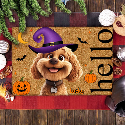 Welcome To Haunted House - Personalized Doormat, Custom Pet Halloween Doormat, Witch Ghost Pumpkin Decor