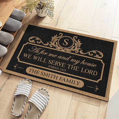 Family Serve The Lord - Personalized Doormat, Gift For Family, Family Doormat Home Decor