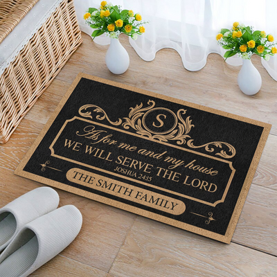 Family Serve The Lord - Personalized Doormat, Gift For Family, Family Doormat Home Decor