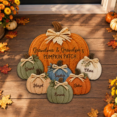 Grandma’s Little Cute Pumpkins - Personalized Doormat Custom Shape, Gift For Family, Grandma’s Pumpkin Doormat