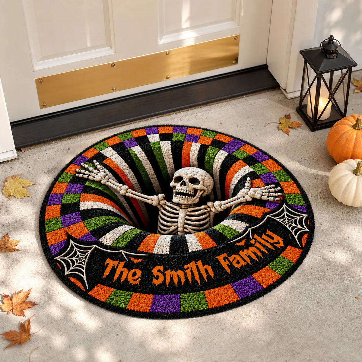 A Spooky Welcome For The Family Who Loves Halloween - Personalized Doormat Custom Shape, Halloween Gift For Family