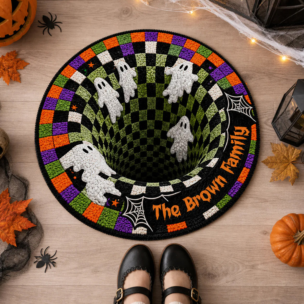 A Spooky Welcome For The Family Who Loves Halloween - Personalized Doormat Custom Shape, Halloween Gift For Family