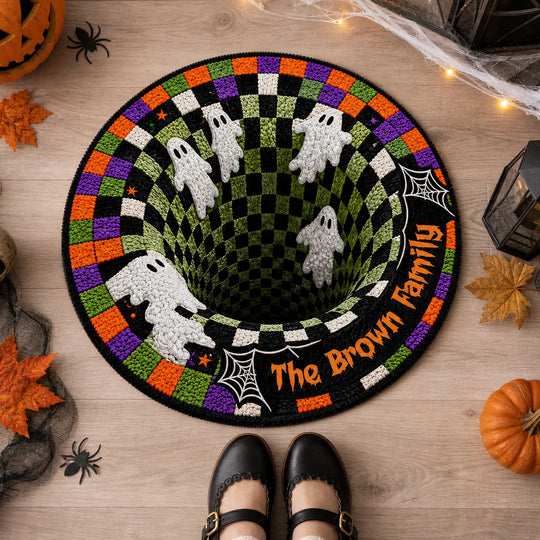 A Spooky Welcome For The Family Who Loves Halloween - Personalized Doormat Custom Shape, Halloween Gift For Family