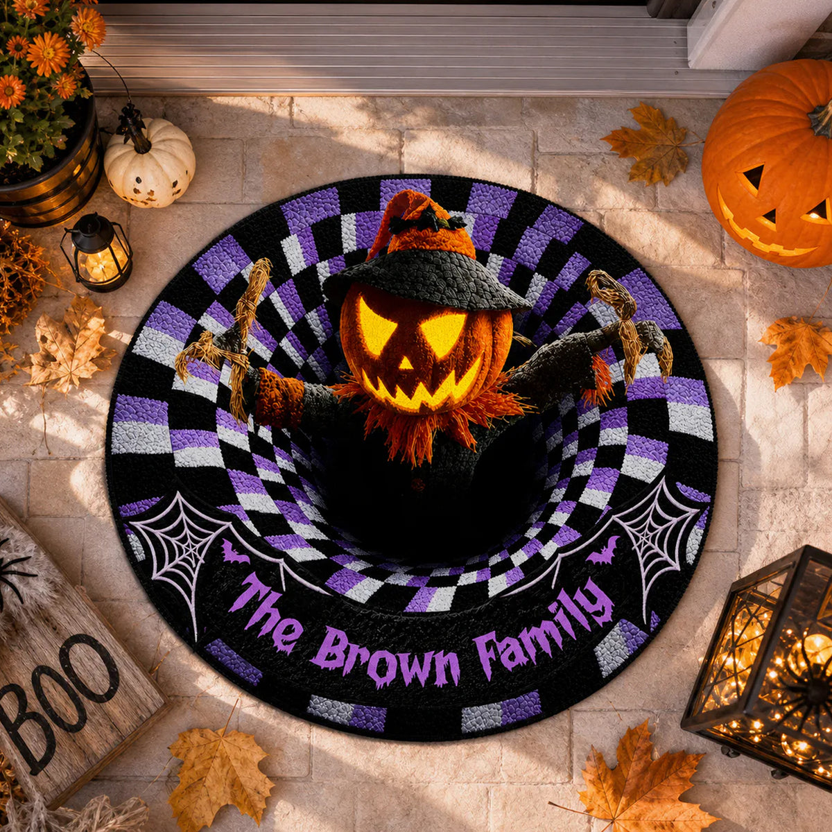 A Spooky Welcome For The Family Who Loves Halloween - Personalized Doormat Custom Shape, Halloween Gift For Family