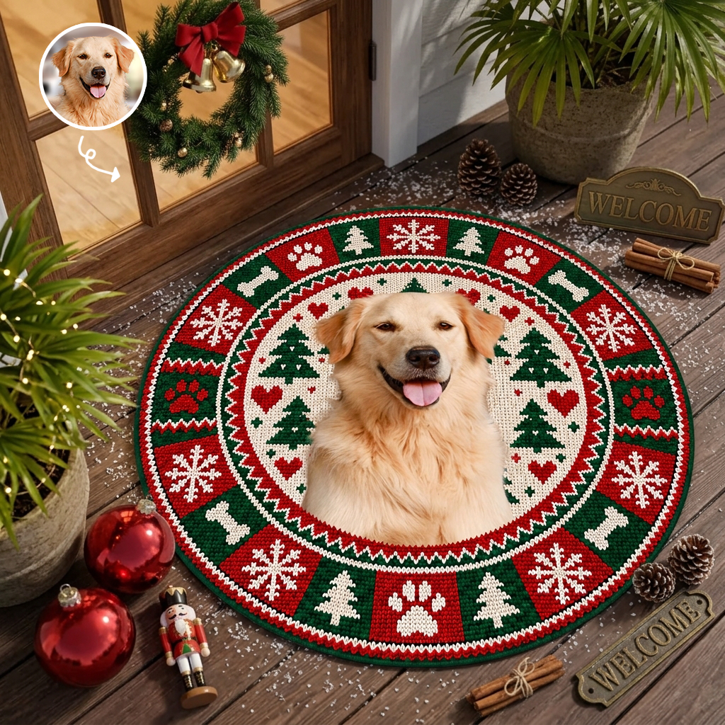 Custom Dog Photo Ugly Christmas - Personalized Doormat, Pet Christmas Rug
