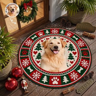 Custom Dog Photo Ugly Christmas - Personalized Doormat, Pet Christmas Rug
