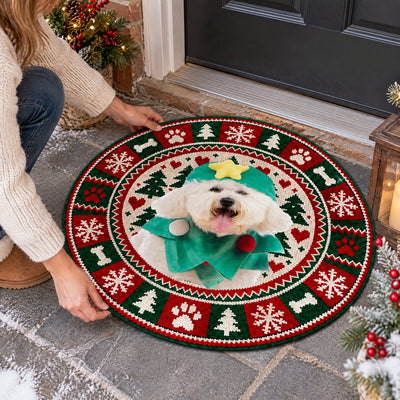 Custom Dog Photo Ugly Christmas - Personalized Doormat, Pet Christmas Rug