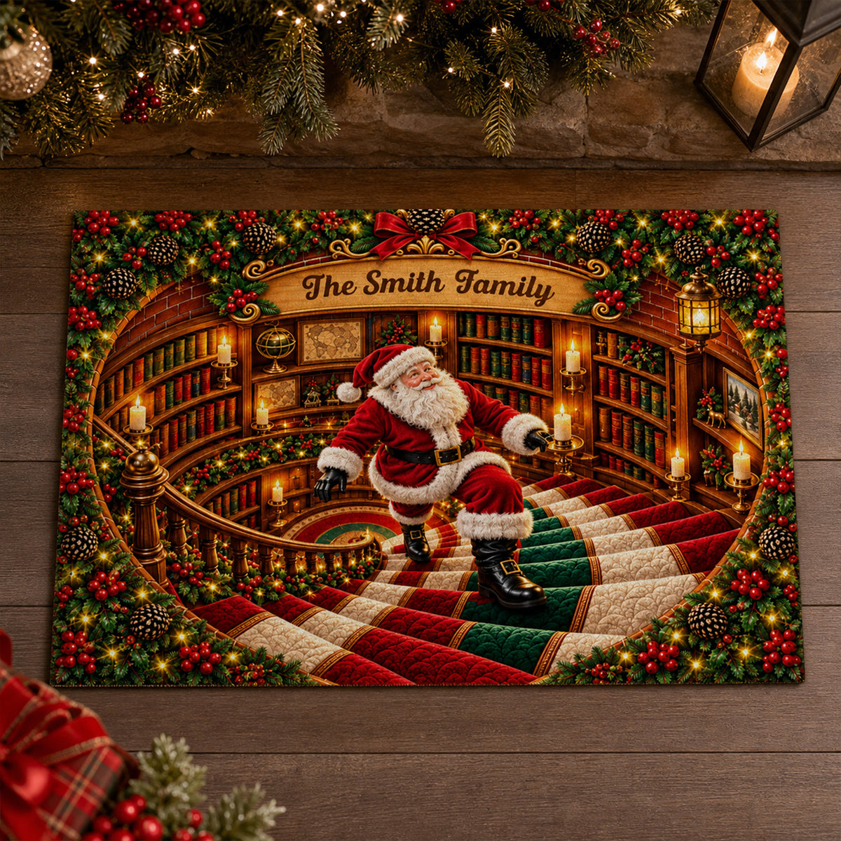 Where Christmas Magic Begins - Personalized Doormat, Custom Family Name 3D Effect Doormat, Christmas Decor