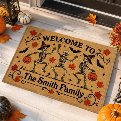 Our Little Bone Crew - Personalized Doormat, Custom Family Name Halloween Doormat, Gift For New House