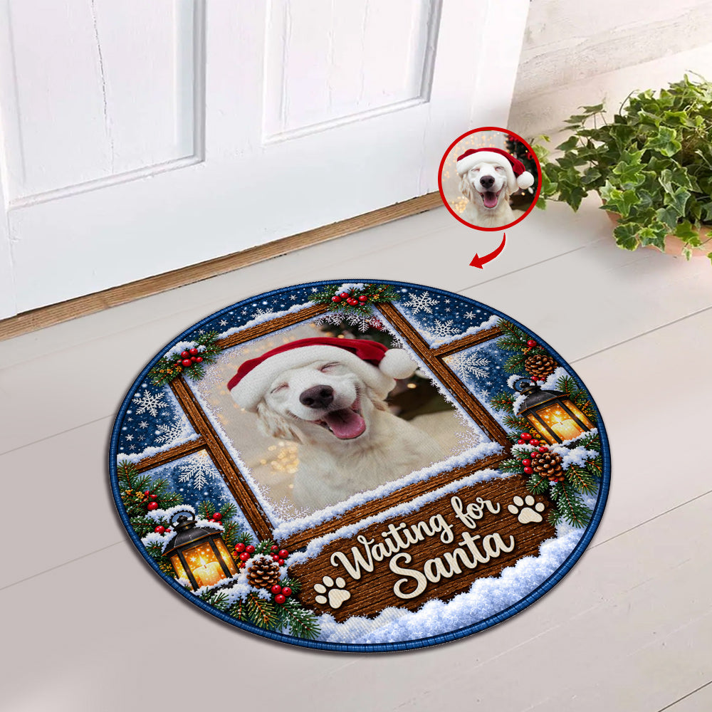 Waiting for Santa Custom Dog - Personalized Doormat, Pet Christmas Rug