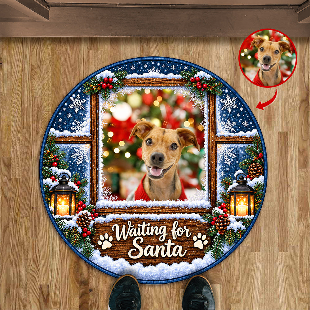 Waiting for Santa Custom Dog - Personalized Doormat, Pet Christmas Rug