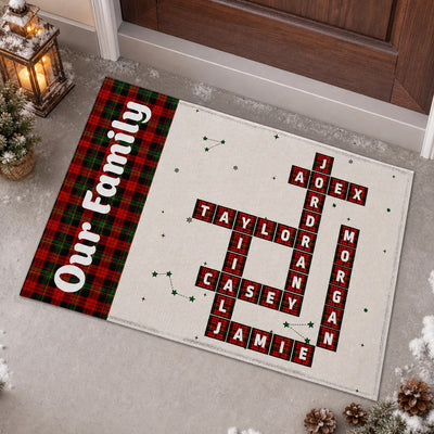Family At Christmas Together - Personalized Doormat, Custom Family Name Scrabble Christmas Doormat