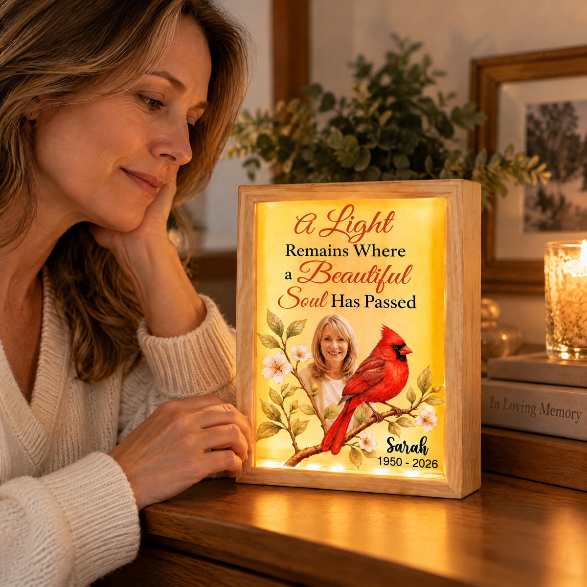 A Light Remains Where a Beautiful Soul Has Passed - Personalized Frame Light Box, Memorial Gift