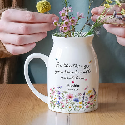 Carry Her Love With You - Personalized Flower Vase, Custom Name And Years Memorial Flower Vase, Sympathy Gift