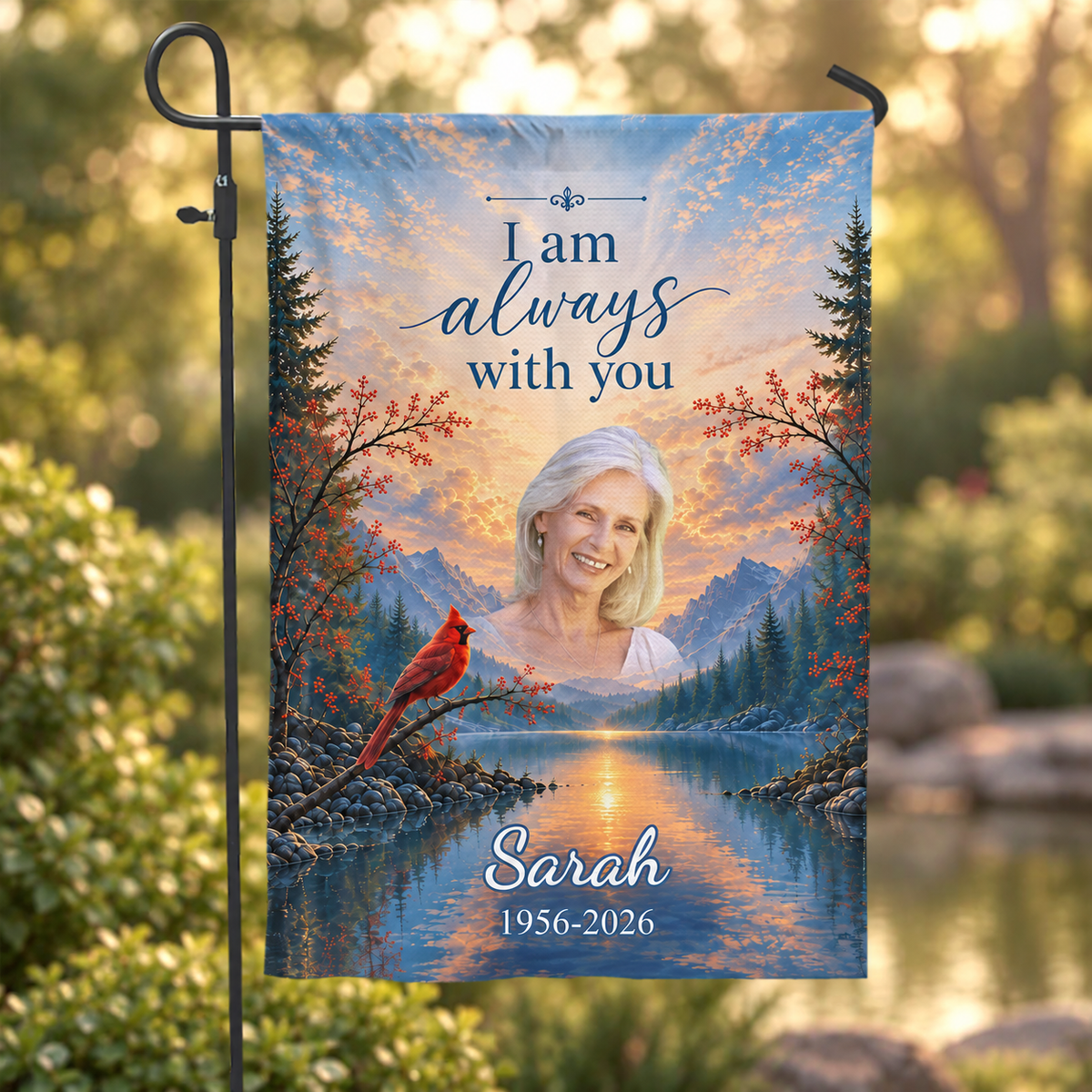 Gone From Our Side, Never From Our Hearts – Personalized Garden Flag, In Loving Memory Of, Memorial Gift